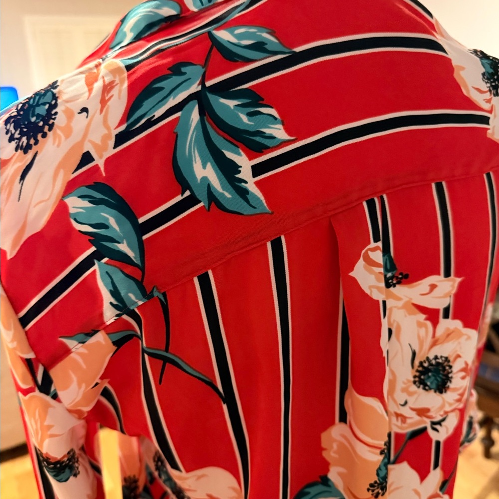 Express Red and Black Patterned Portofino Blouse